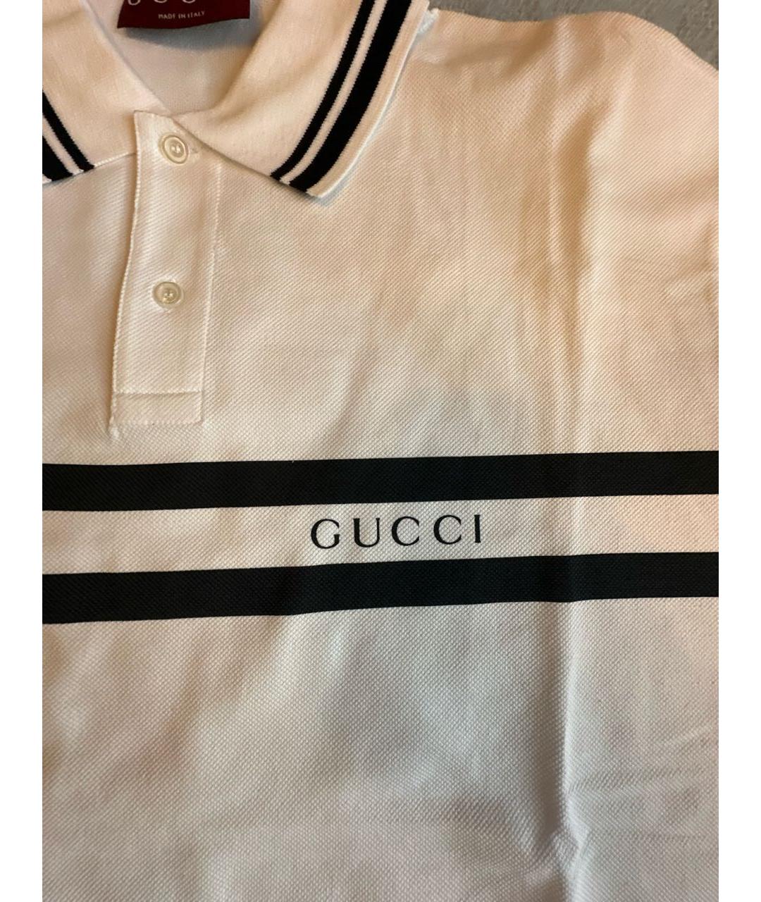 GUCCI Белое хлопковое поло с длинным рукавом, фото 4