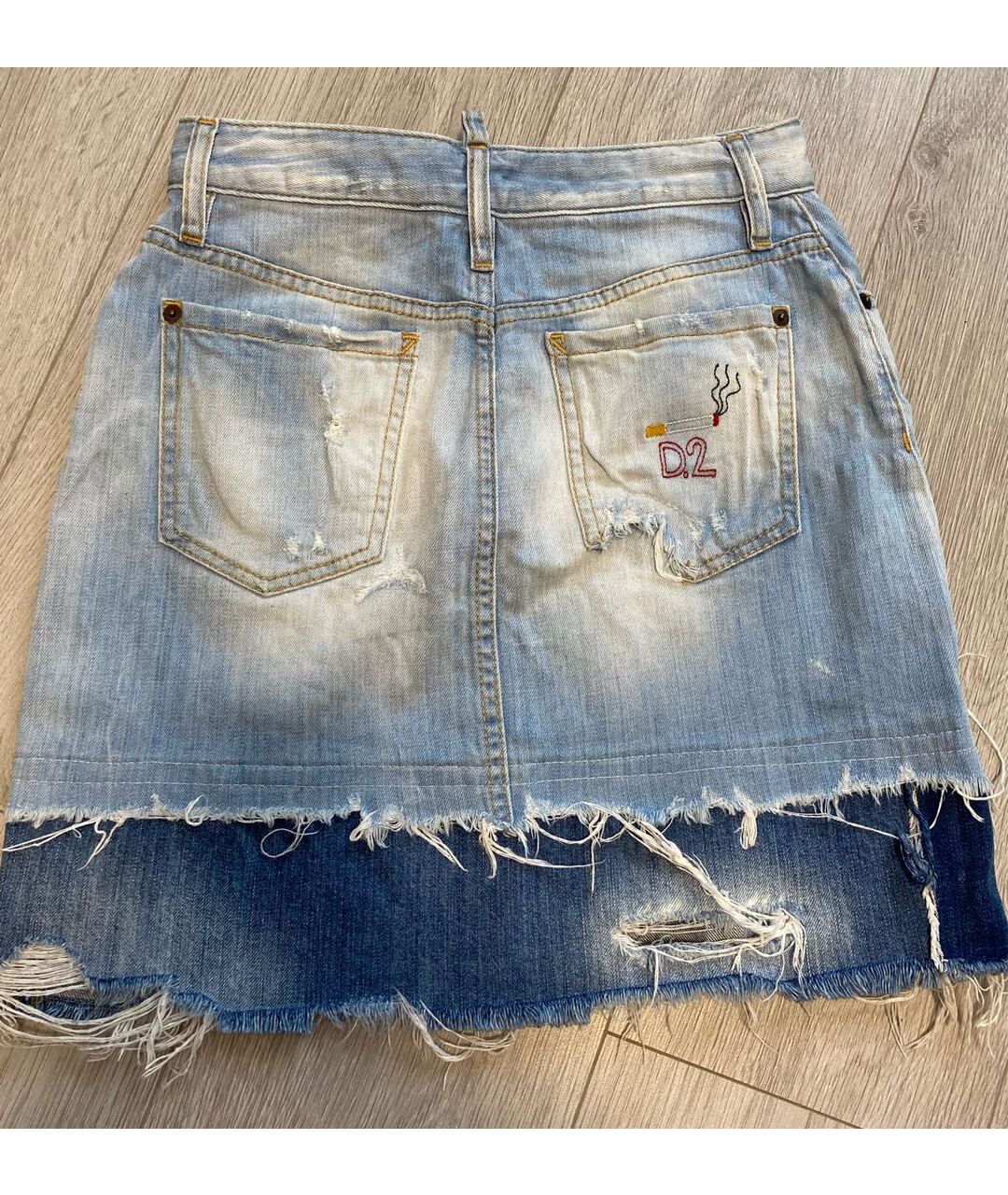 DSQUARED2 Голубая хлопковая юбка мини, фото 2