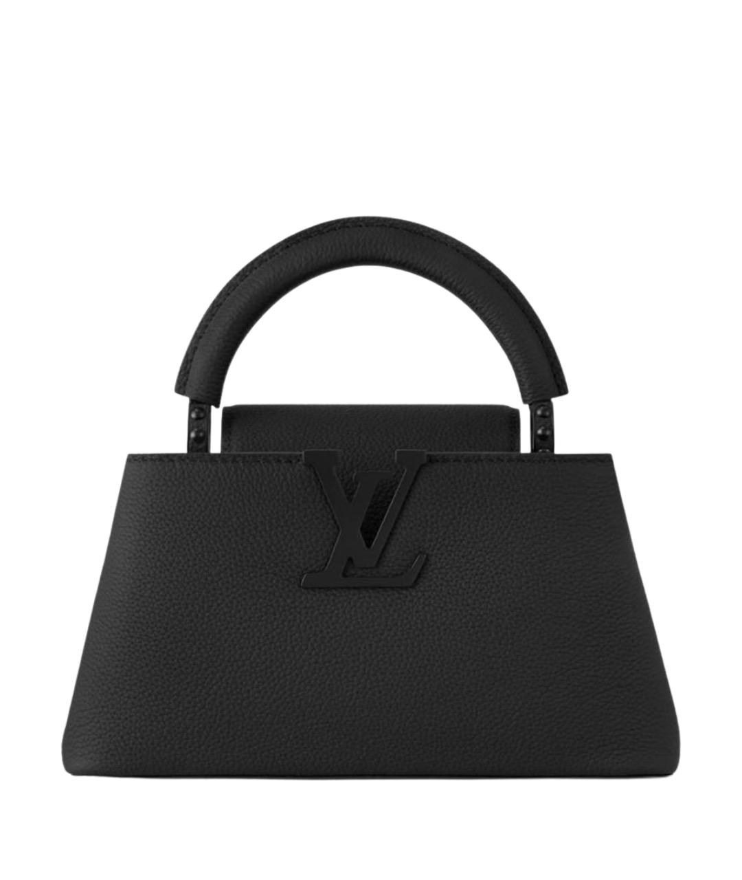 LOUIS VUITTON Черная кожаная сумка с короткими ручками, фото 1