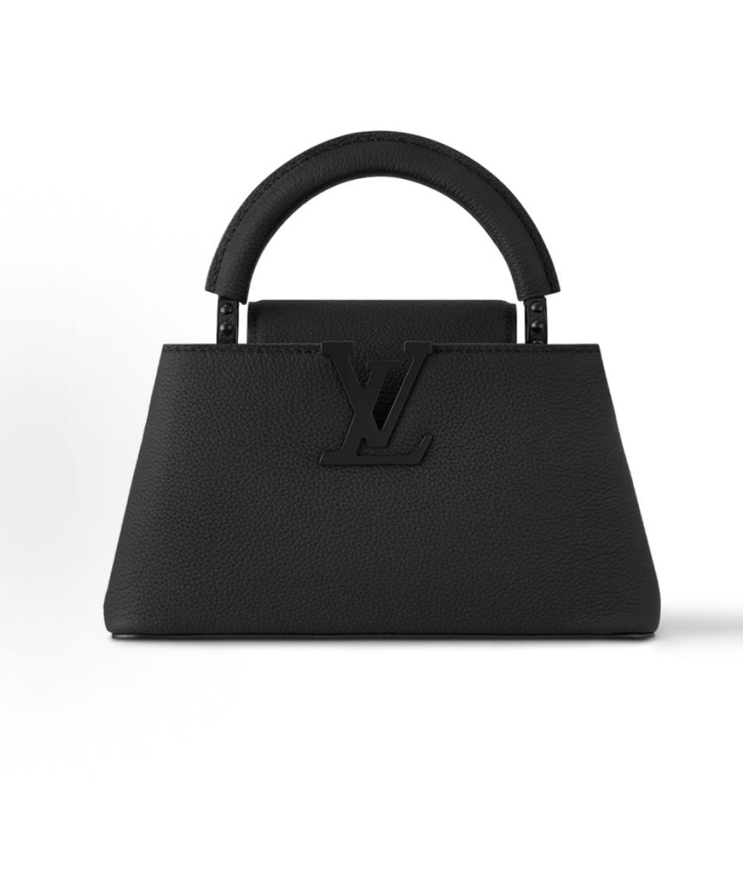 LOUIS VUITTON Черная кожаная сумка с короткими ручками, фото 4