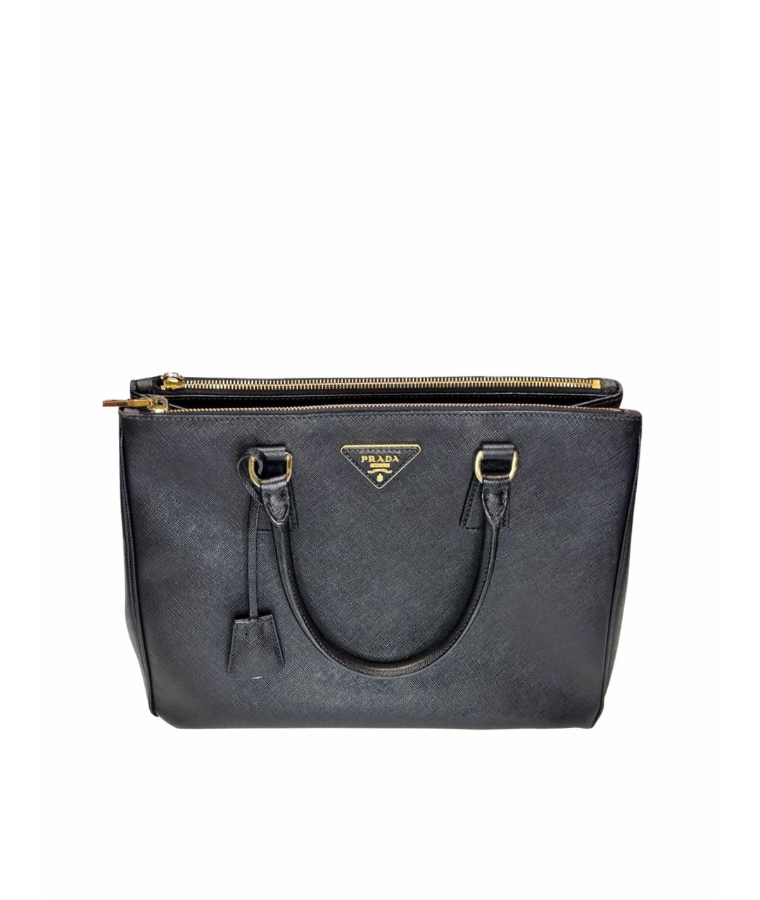 PRADA Черная кожаная сумка с короткими ручками, фото 1