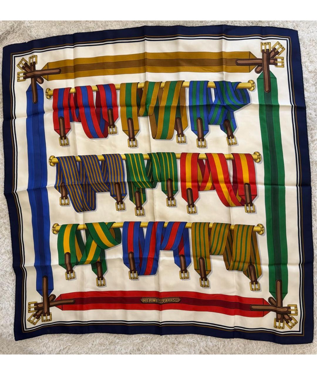HERMES Мульти шелковый платок, фото 5
