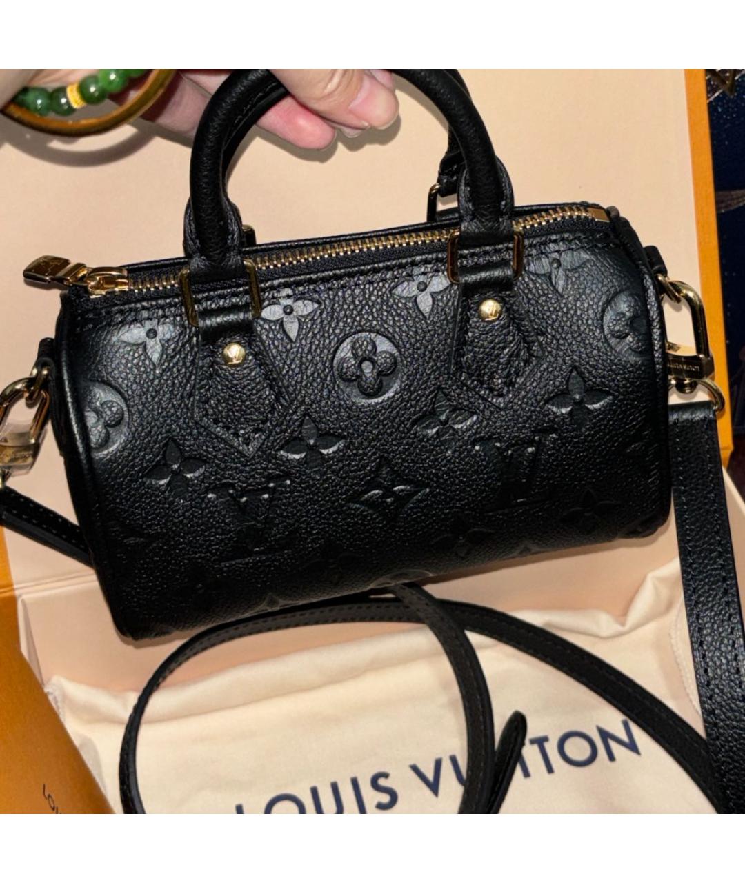 LOUIS VUITTON Черная кожаная сумка с короткими ручками, фото 2