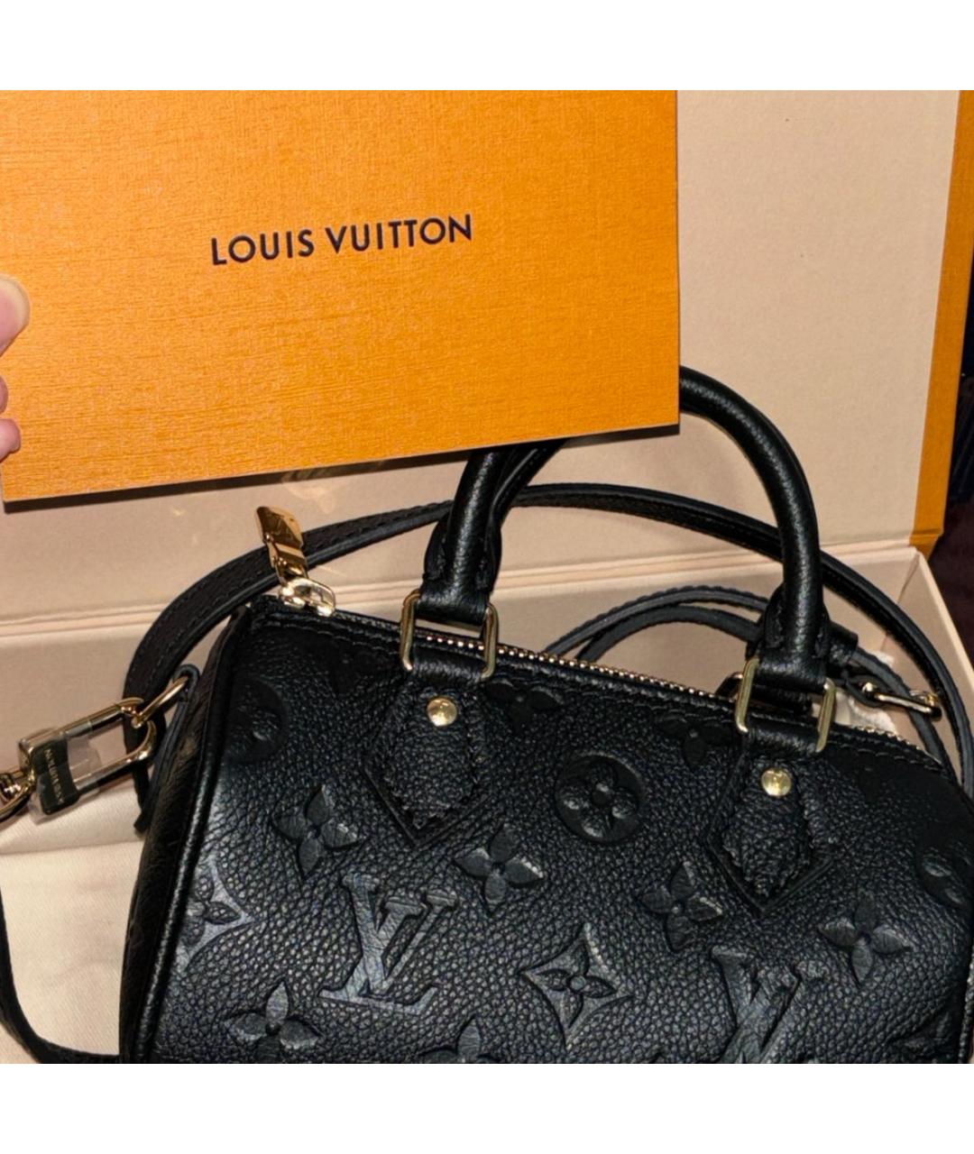 LOUIS VUITTON Черная кожаная сумка с короткими ручками, фото 3