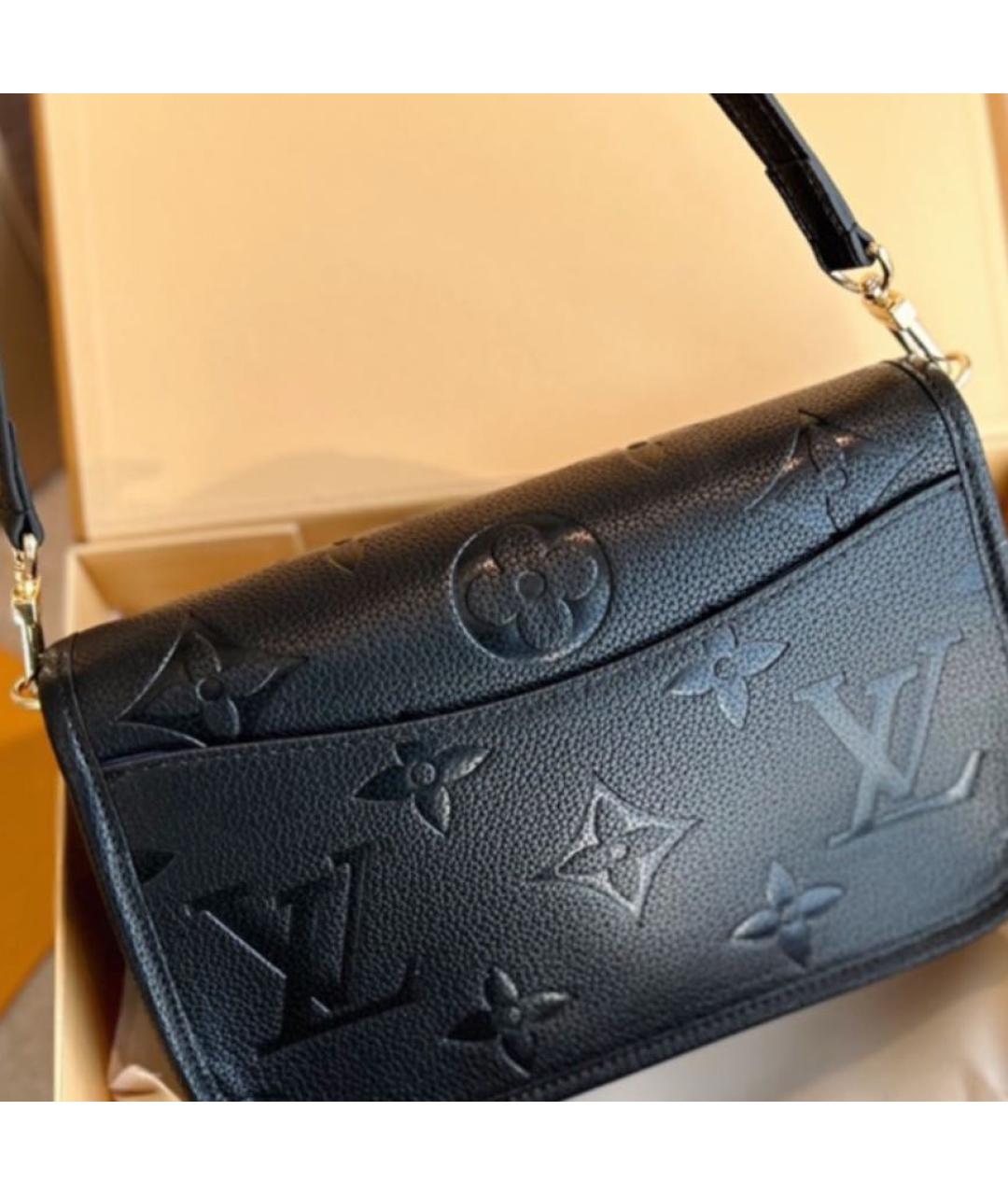 LOUIS VUITTON Черная кожаная сумка через плечо, фото 3