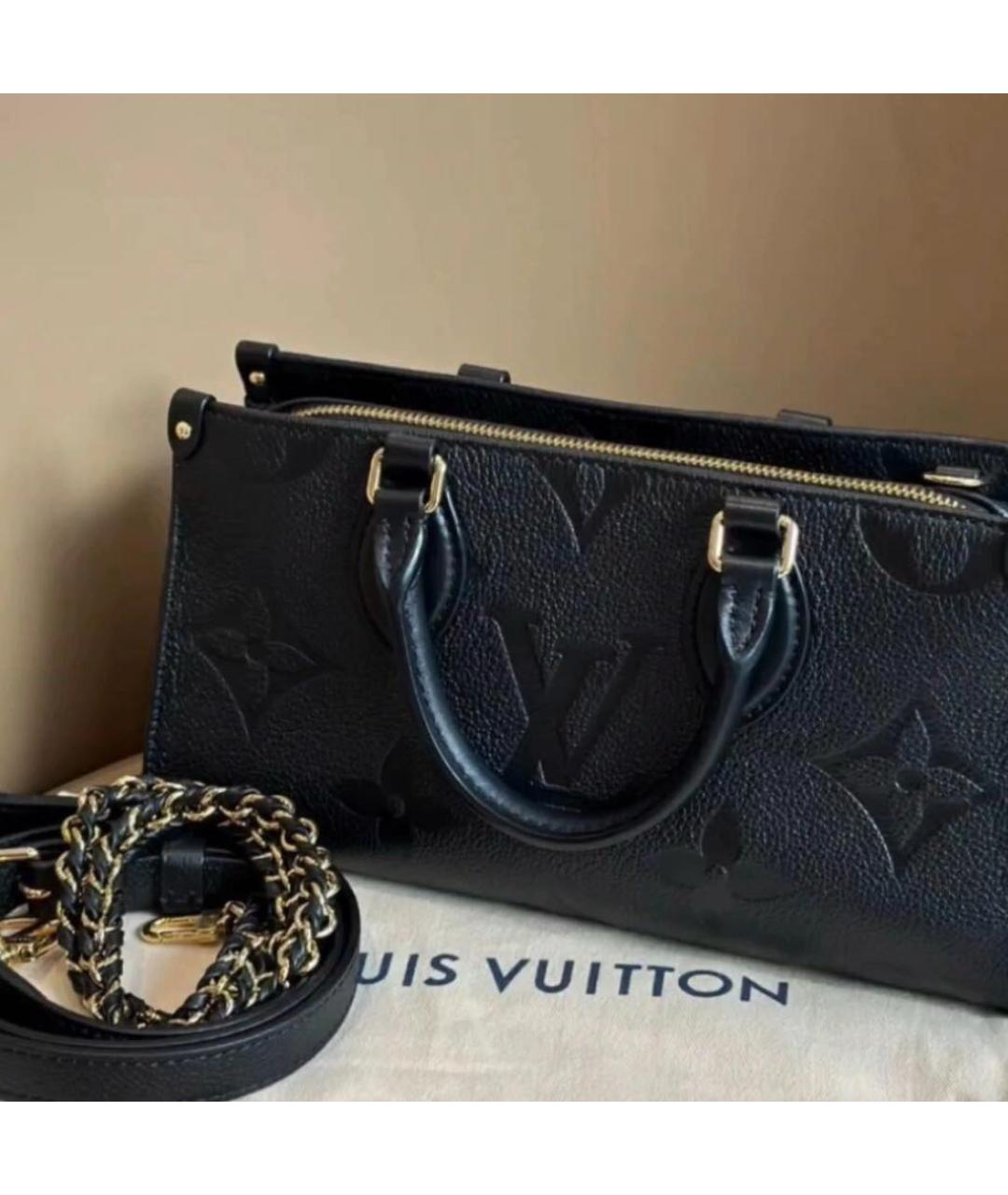 LOUIS VUITTON Черная кожаная сумка тоут, фото 3