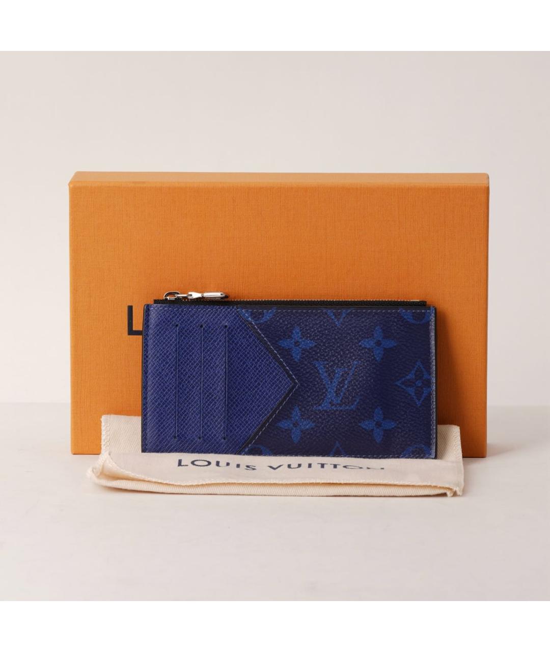 LOUIS VUITTON Синий кожаный кардхолдер, фото 2