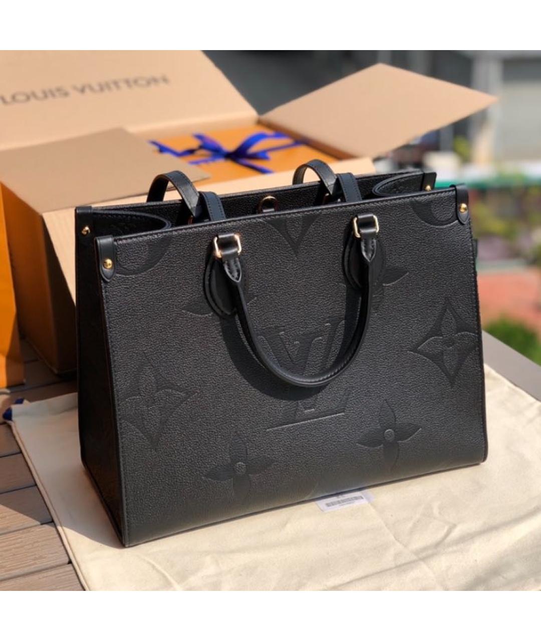 LOUIS VUITTON Черная кожаная сумка тоут, фото 2