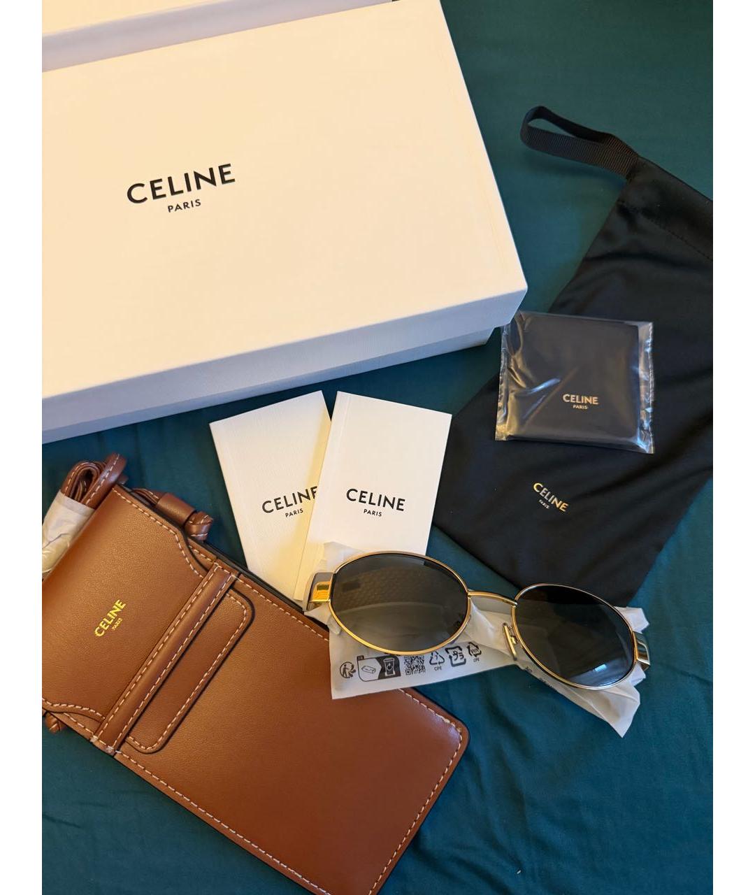 CELINE Золотые металлические солнцезащитные очки, фото 4