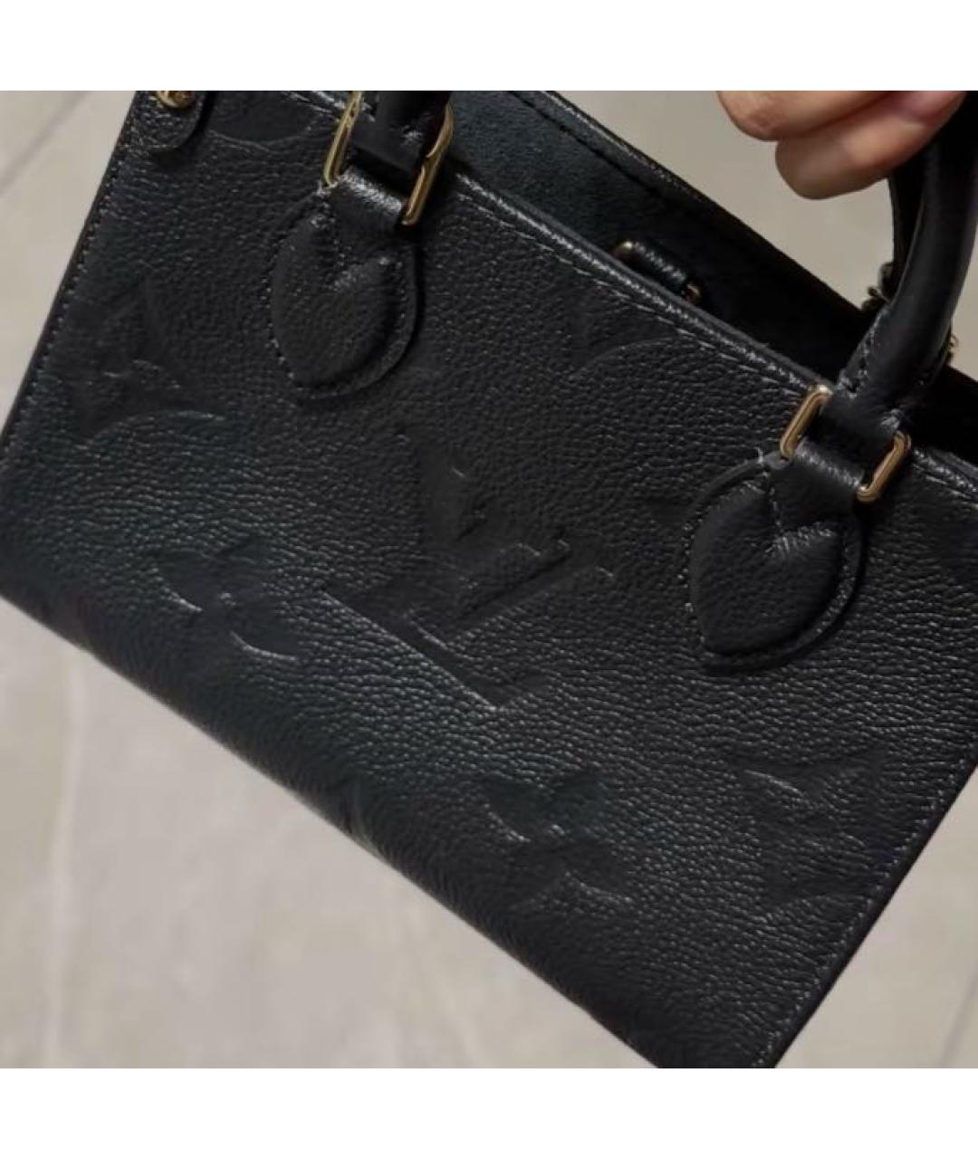 LOUIS VUITTON Черная кожаная сумка тоут, фото 3