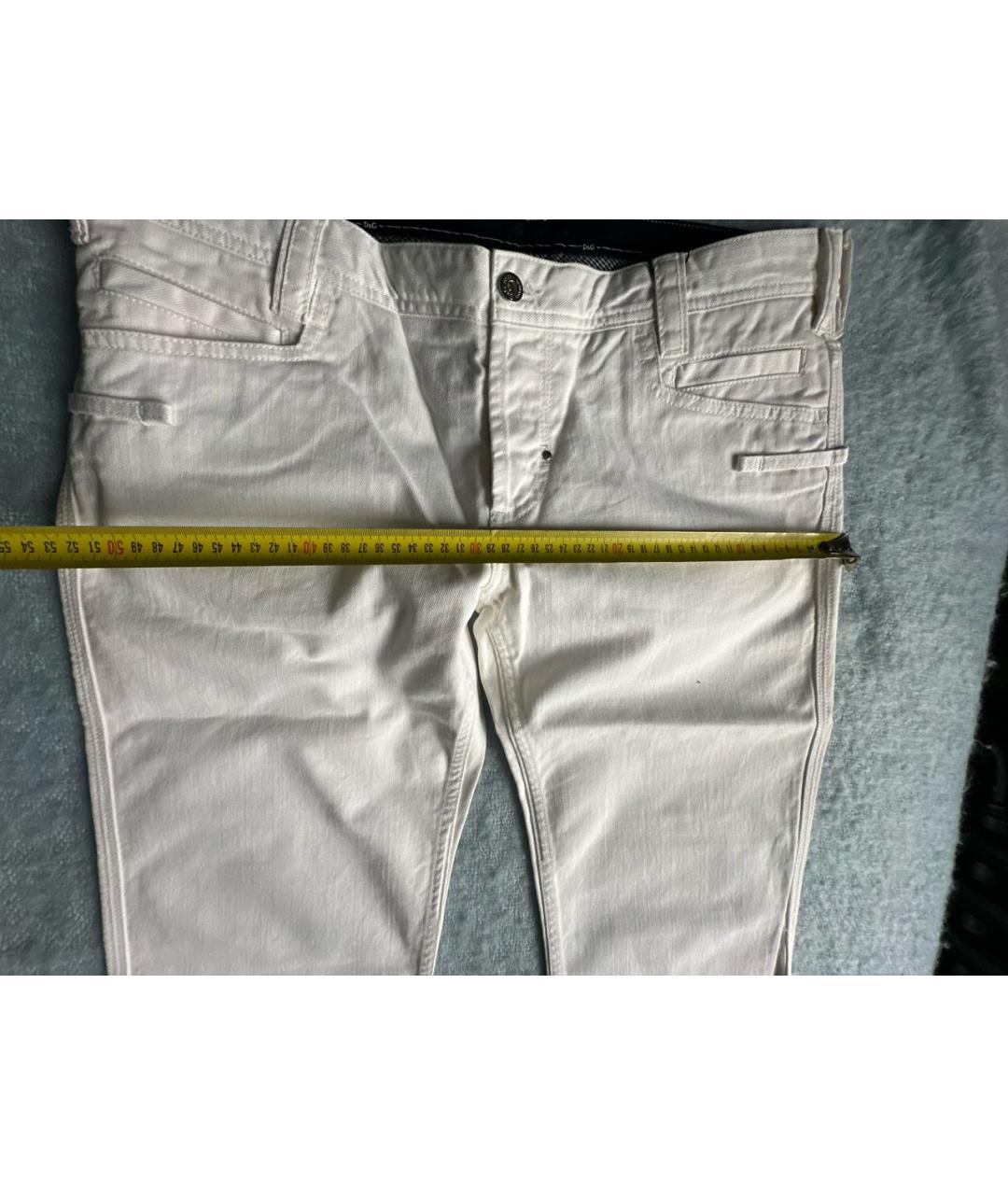 DOLCE&GABBANA Белые хлопковые прямые джинсы, фото 8