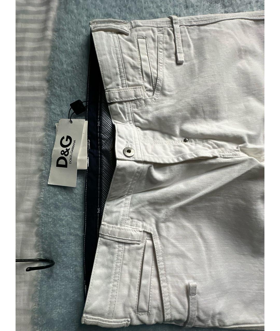 DOLCE&GABBANA Белые хлопковые прямые джинсы, фото 3