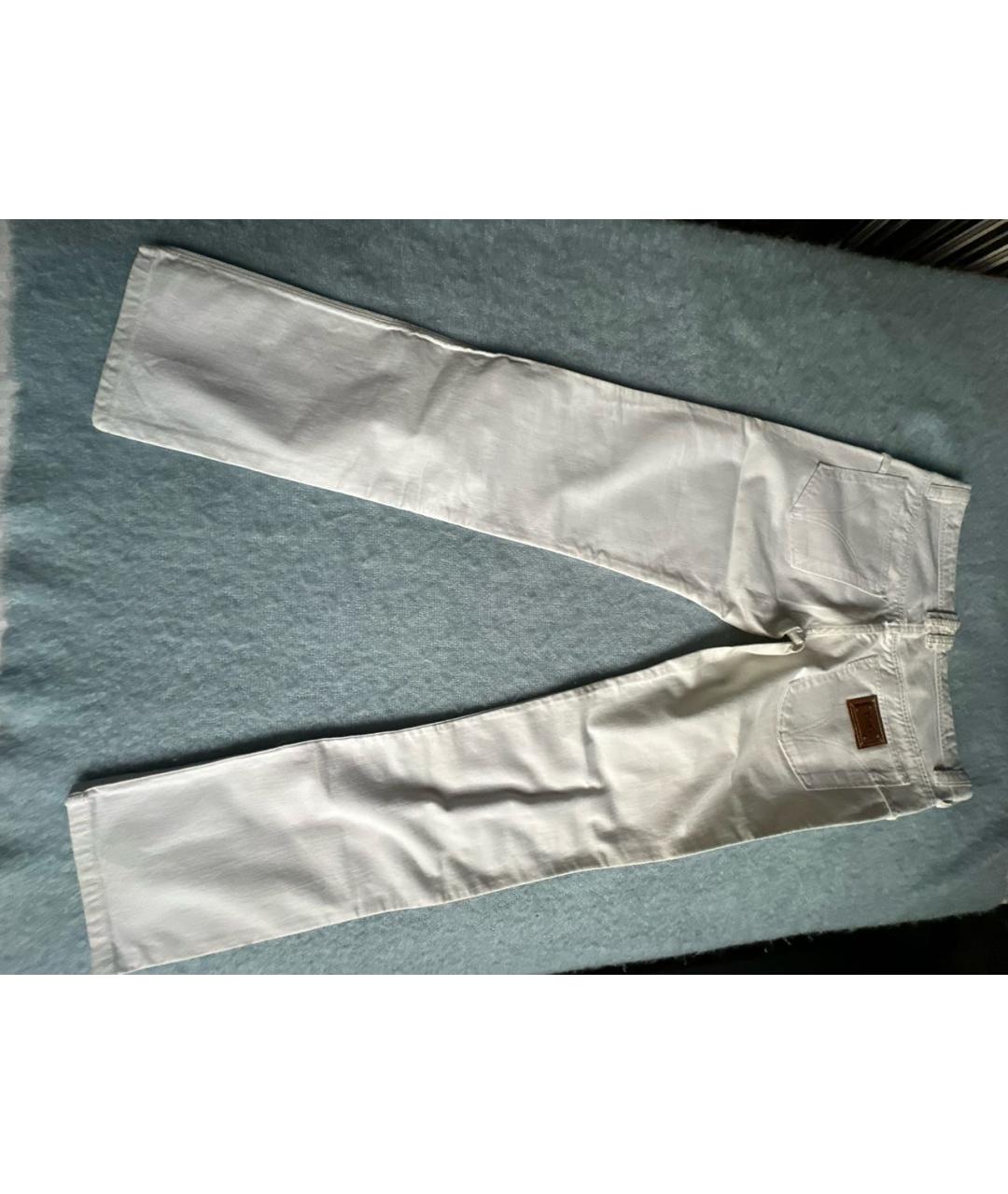 DOLCE&GABBANA Белые хлопковые прямые джинсы, фото 2