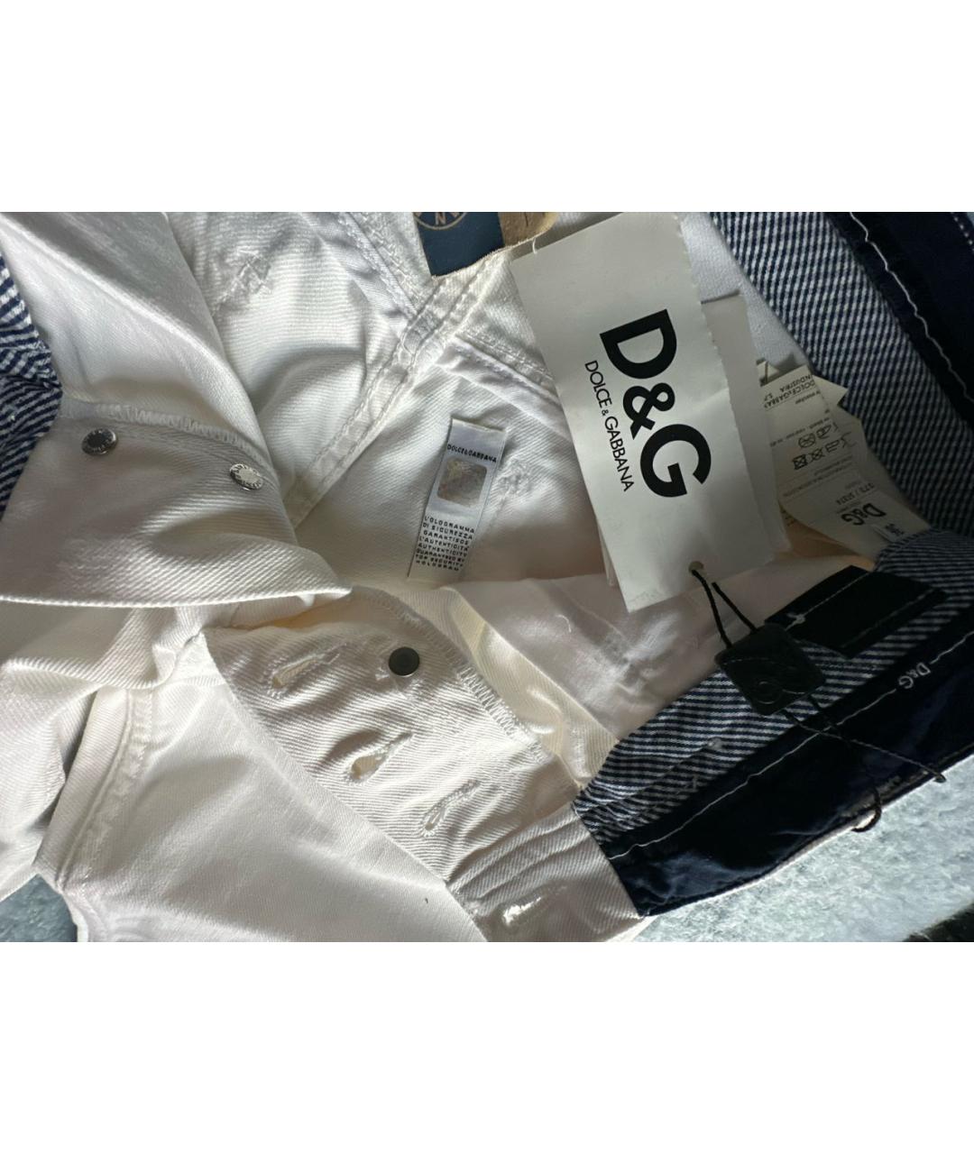 DOLCE&GABBANA Белые хлопковые прямые джинсы, фото 4