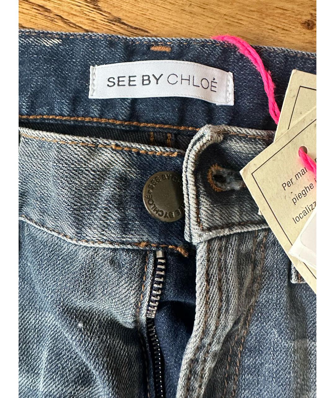SEE BY CHLOE Синие хлопковые прямые джинсы, фото 6
