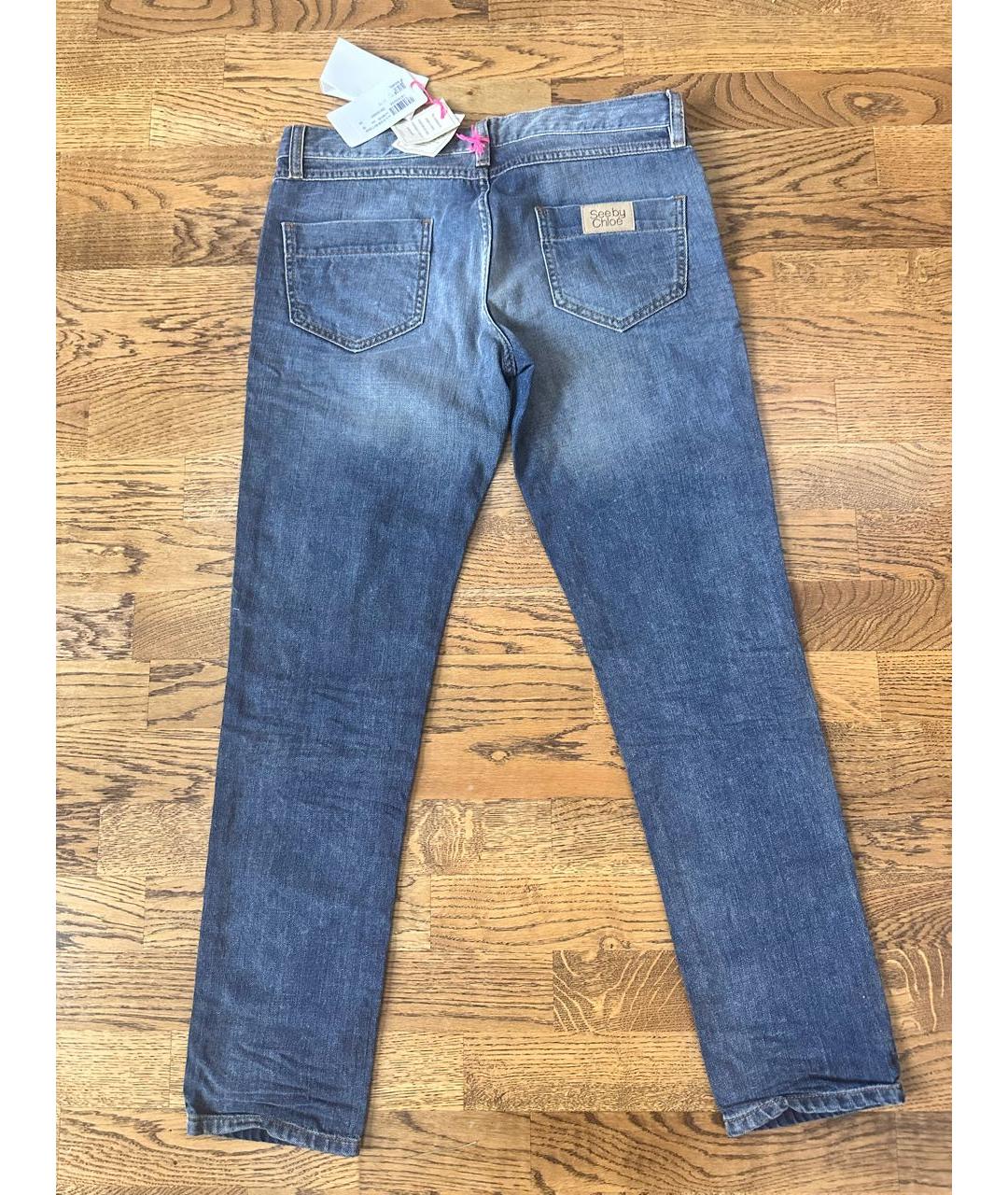 SEE BY CHLOE Синие хлопковые прямые джинсы, фото 4
