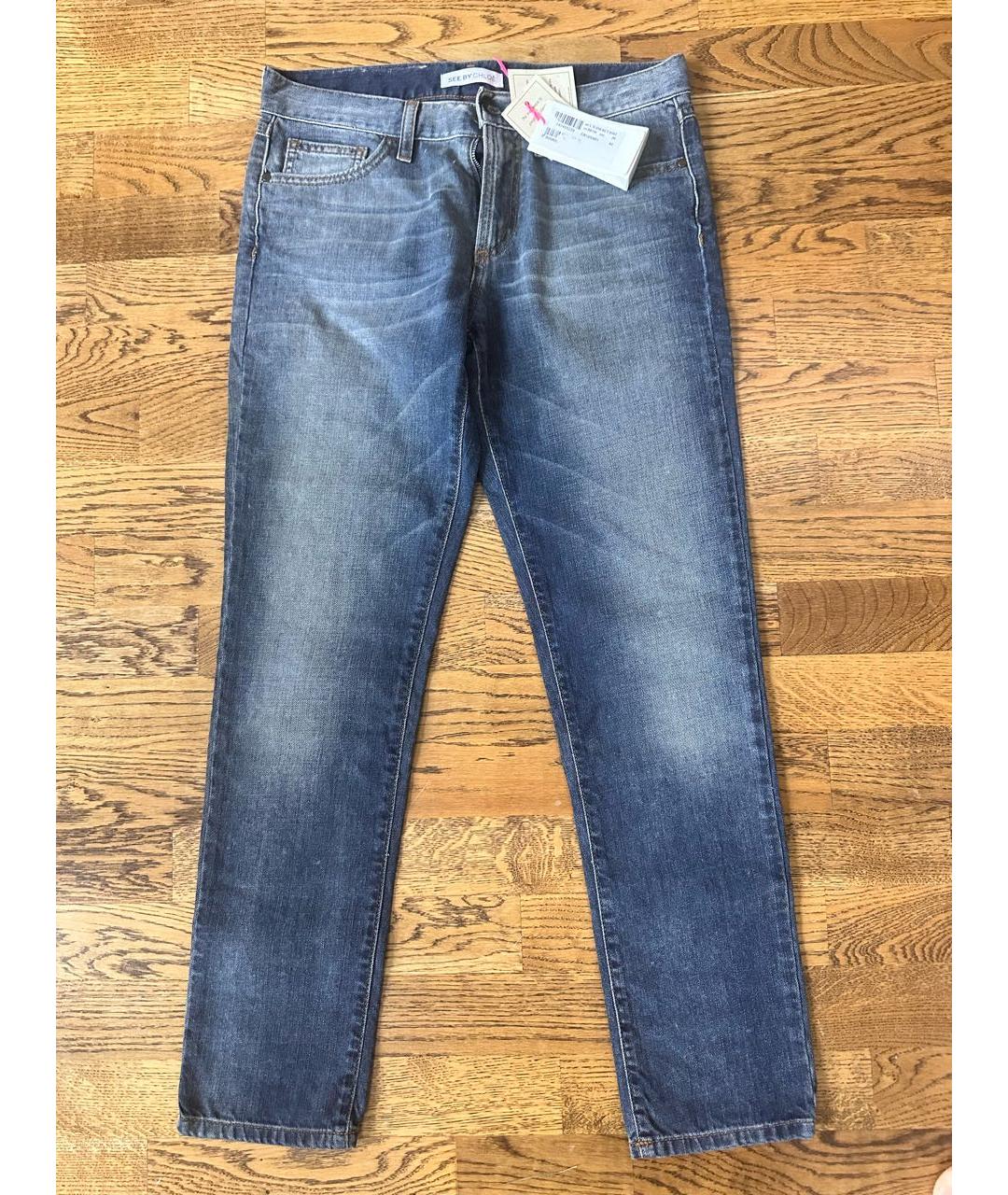 SEE BY CHLOE Синие хлопковые прямые джинсы, фото 3