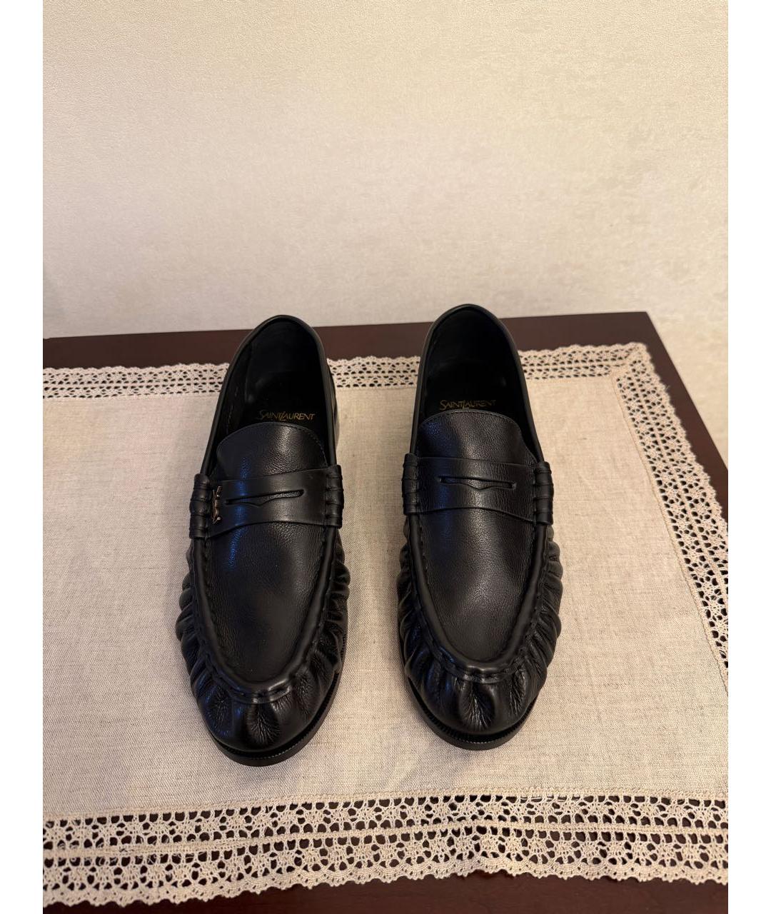 SAINT LAURENT Черные кожаные лоферы, фото 3