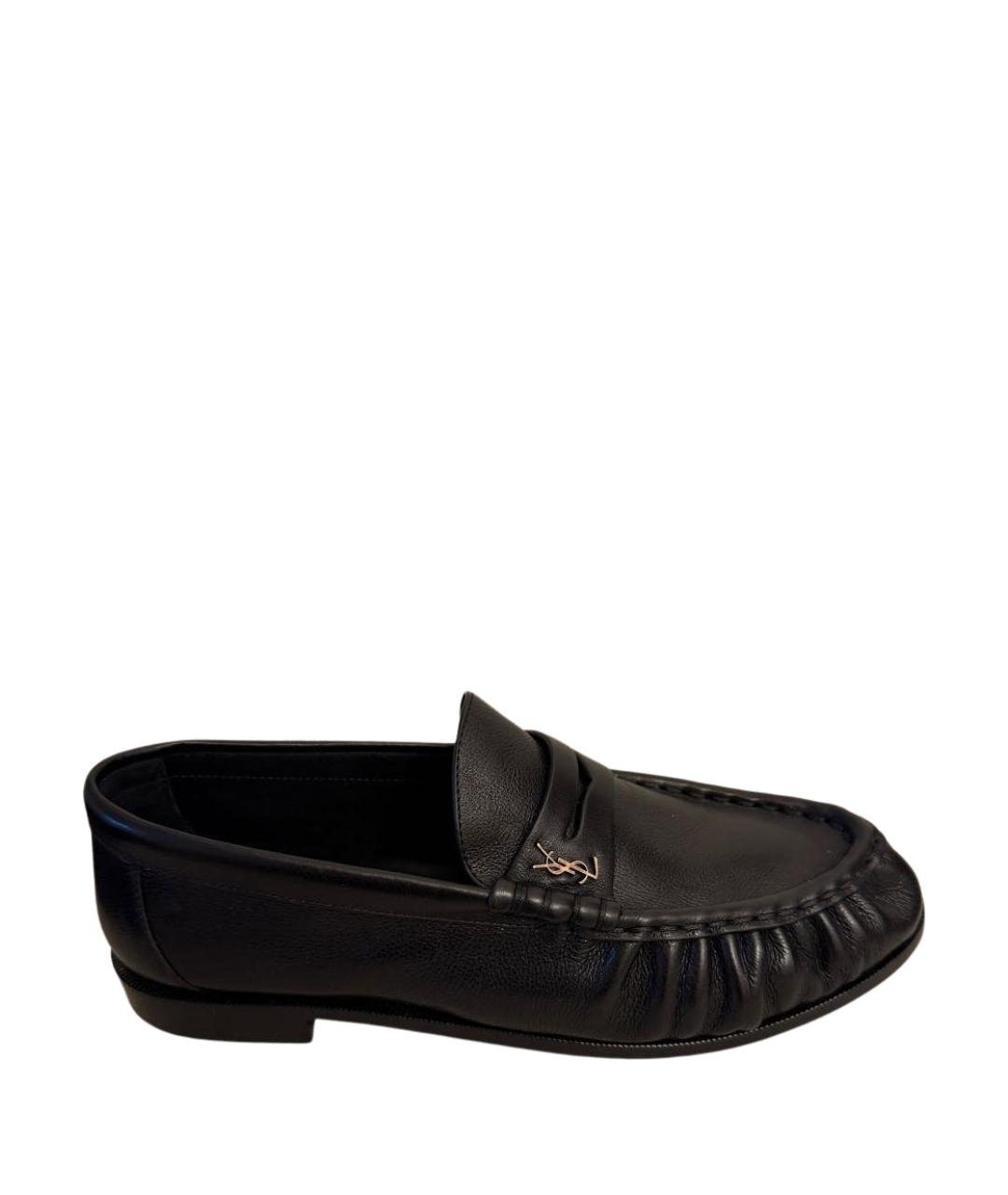 SAINT LAURENT Черные кожаные лоферы, фото 1