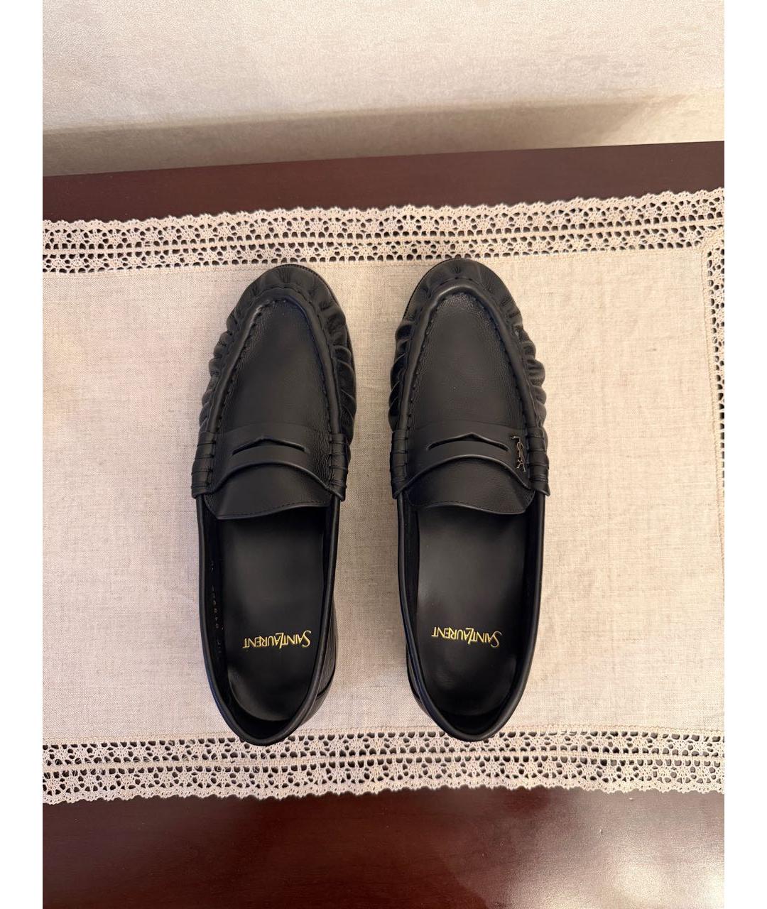 SAINT LAURENT Черные кожаные лоферы, фото 4