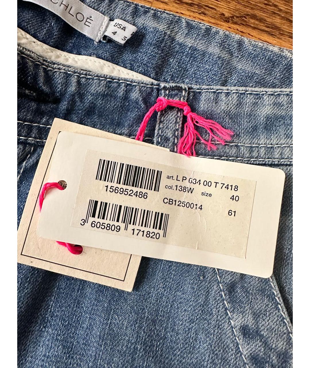 SEE BY CHLOE Голубые хлопковые прямые джинсы, фото 6