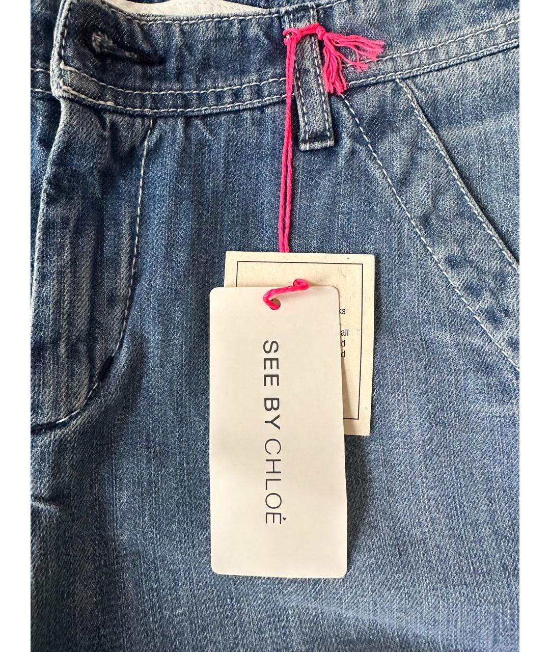 SEE BY CHLOE Голубые хлопковые прямые джинсы, фото 5