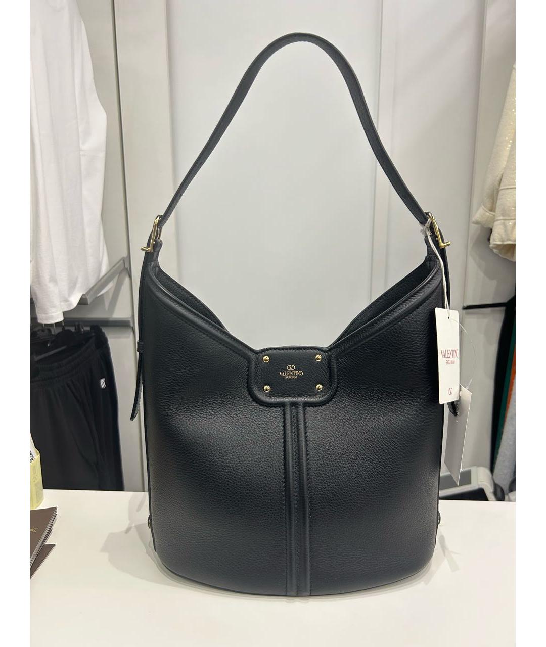 VALENTINO Черная кожаная сумка через плечо, фото 3