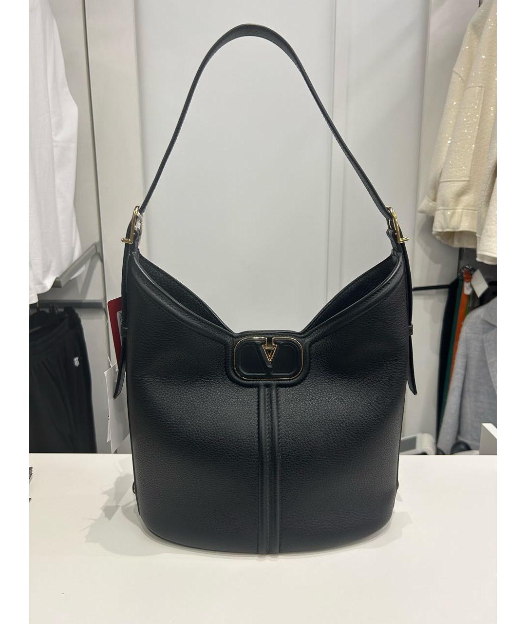VALENTINO Черная кожаная сумка через плечо, фото 9