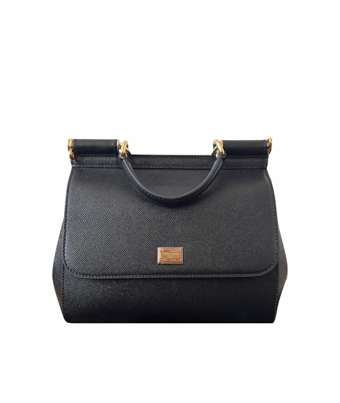 DOLCE&GABBANA Черная кожаная сумка с короткими ручками, фото 1