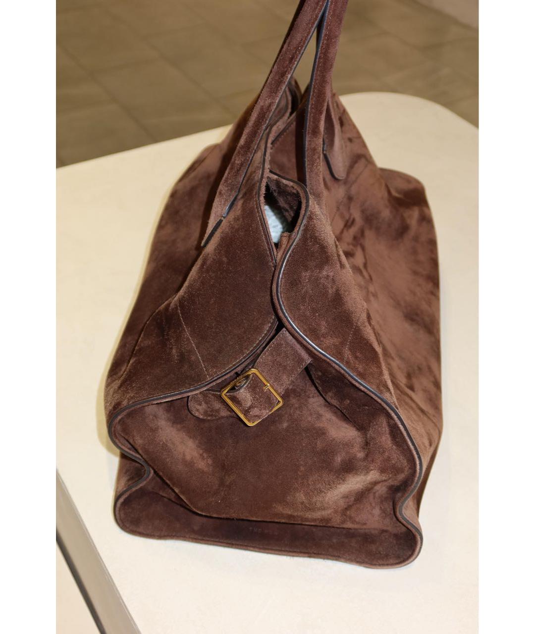 THE ROW Коричневая замшевая сумка тоут, фото 3