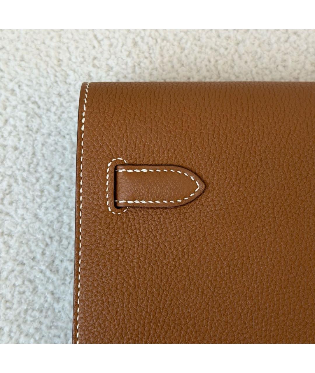 HERMES Коричневая кожаная барсетка, фото 4