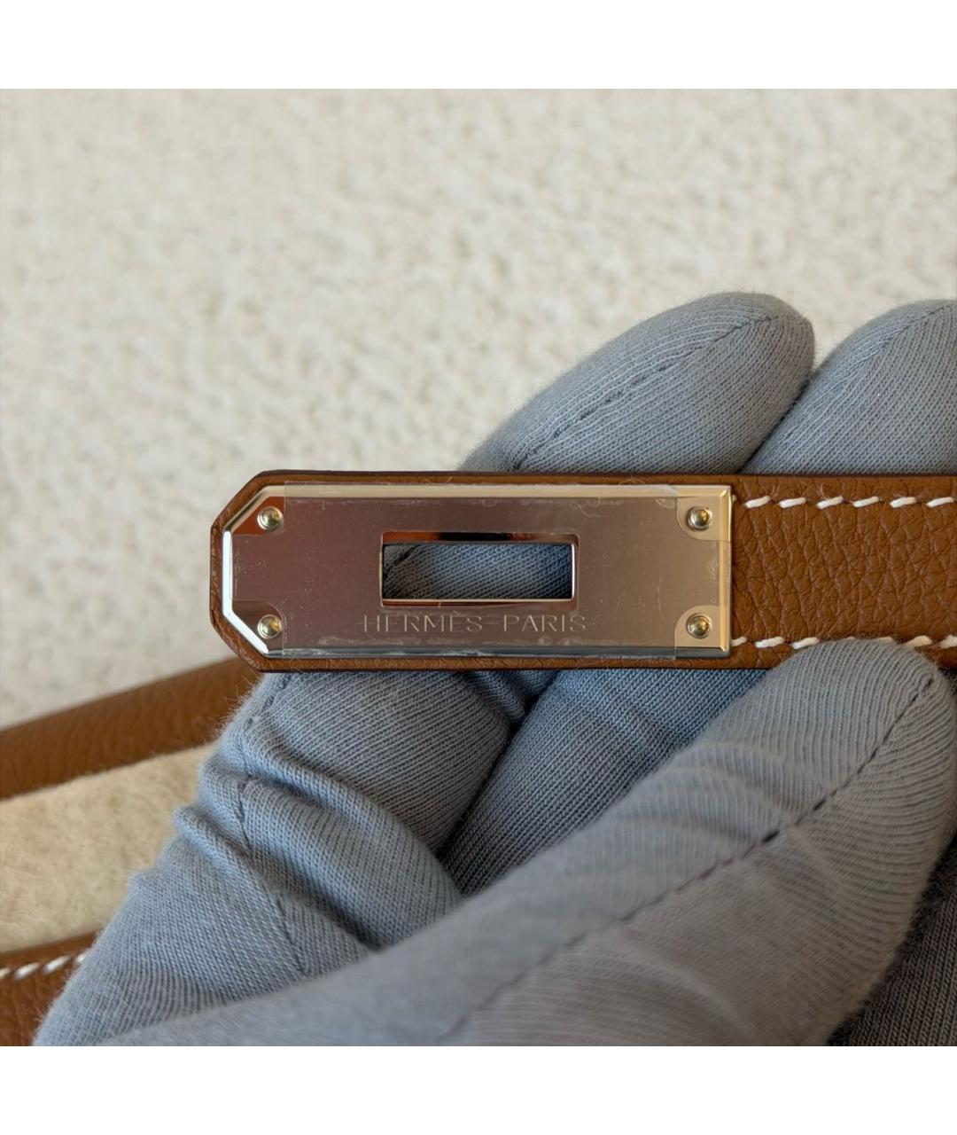 HERMES Коричневая кожаная барсетка, фото 7