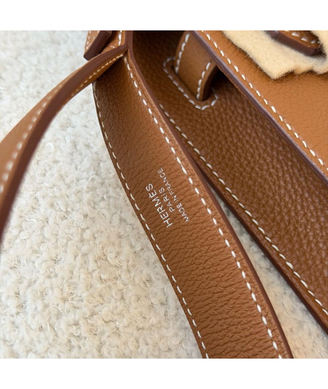 HERMES Коричневая кожаная барсетка, фото 5