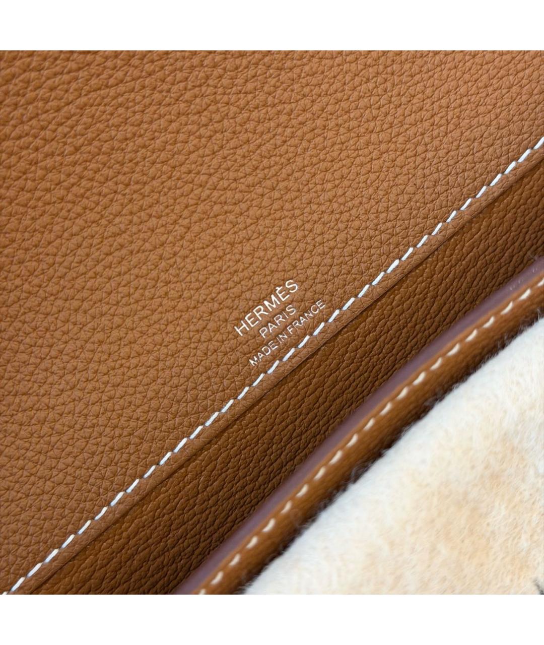 HERMES Коричневая кожаная барсетка, фото 6