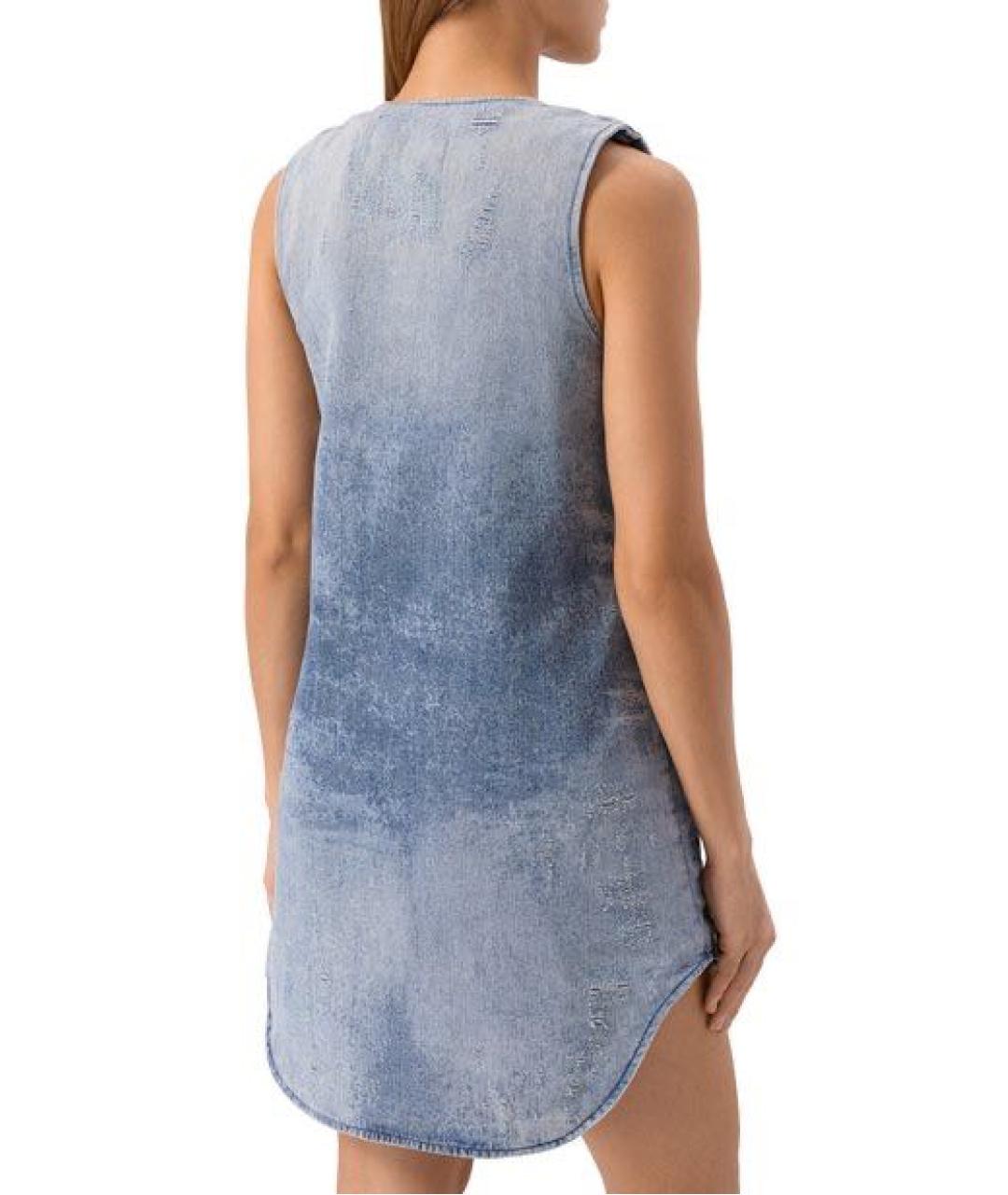 DIESEL Голубое хлопковое повседневное платье, фото 3