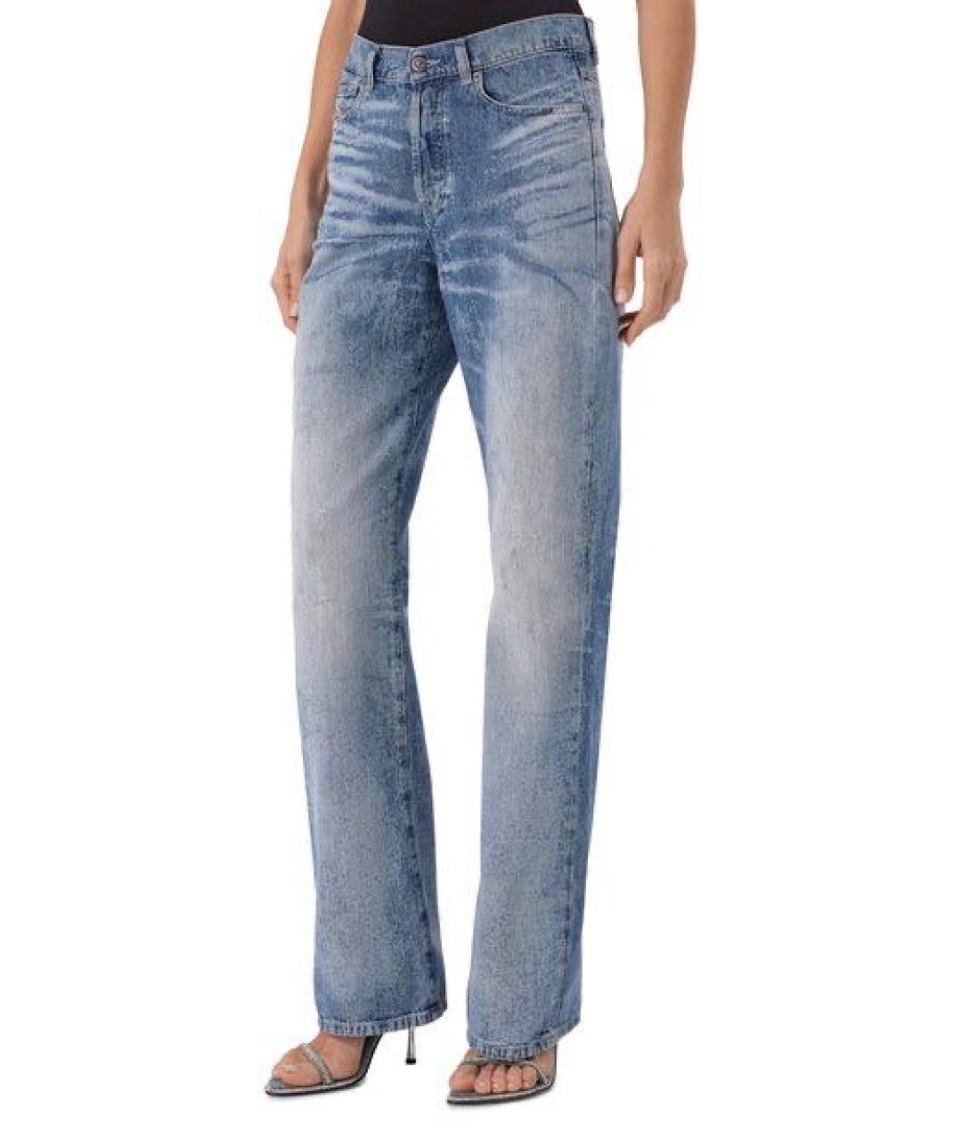 DIESEL Голубые хлопковые прямые джинсы, фото 2