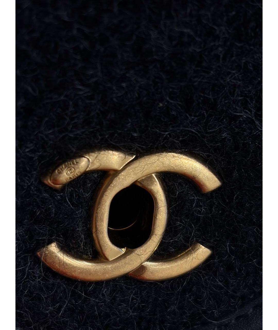 CHANEL Антрацитовая шерстяная сумка с короткими ручками, фото 6