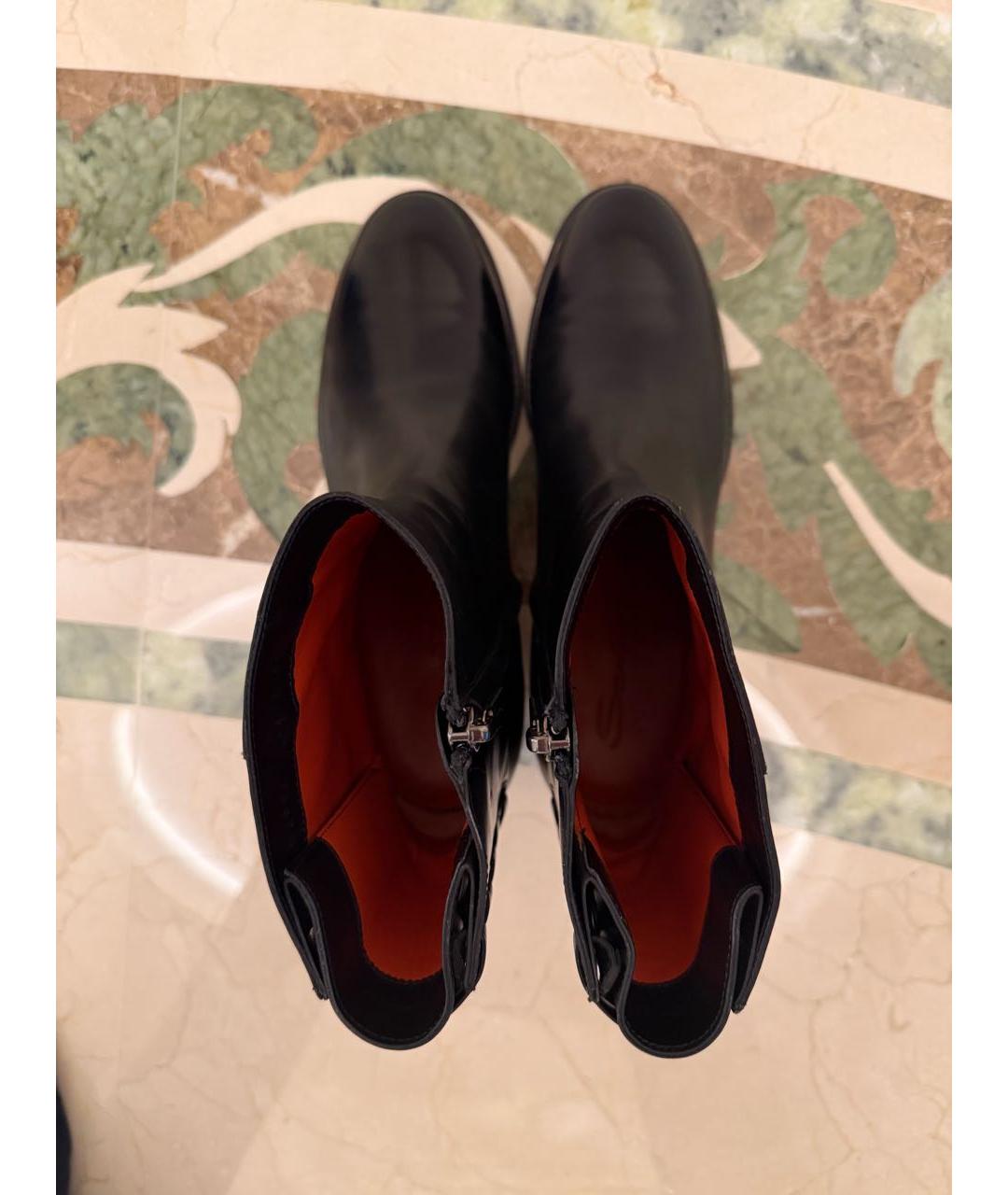 SANTONI Черные кожаные полусапоги, фото 3