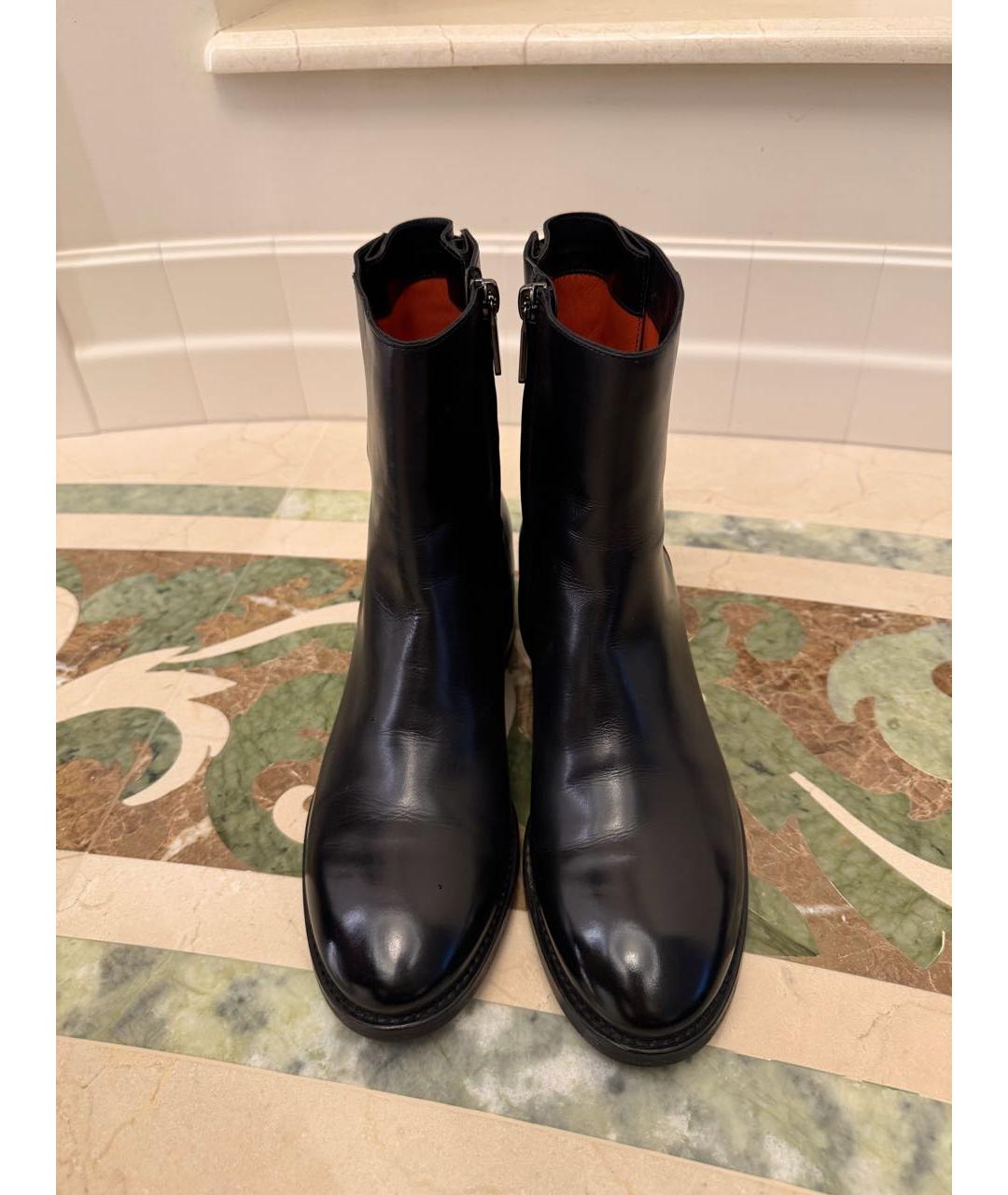 SANTONI Черные кожаные полусапоги, фото 2