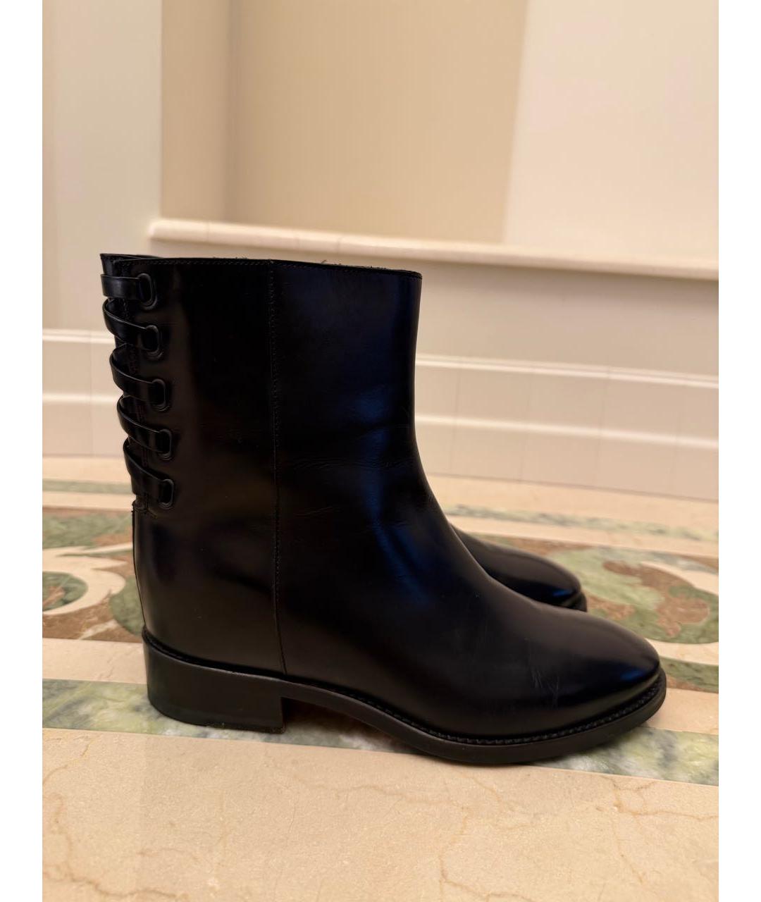 SANTONI Черные кожаные полусапоги, фото 5