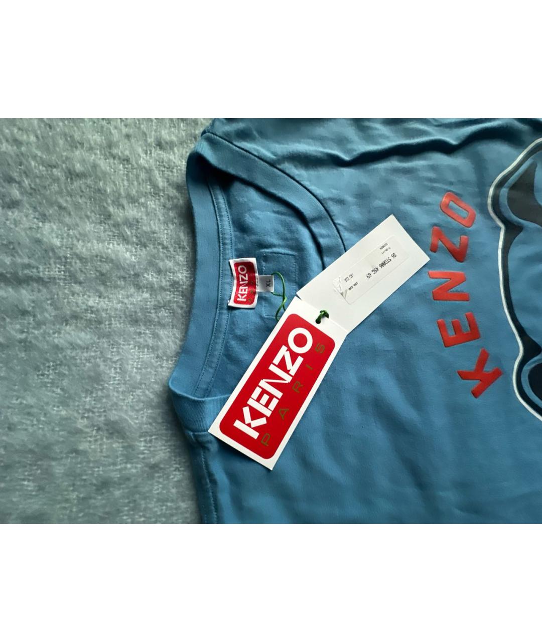 KENZO Голубая хлопковая футболка, фото 3