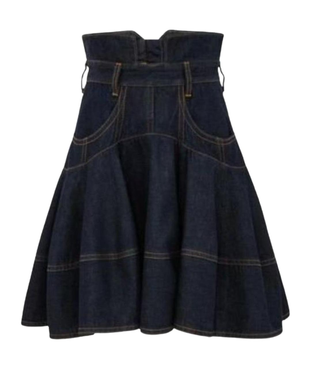 ZIMMERMANN Темно-синяя хлопковая юбка мини, фото 1