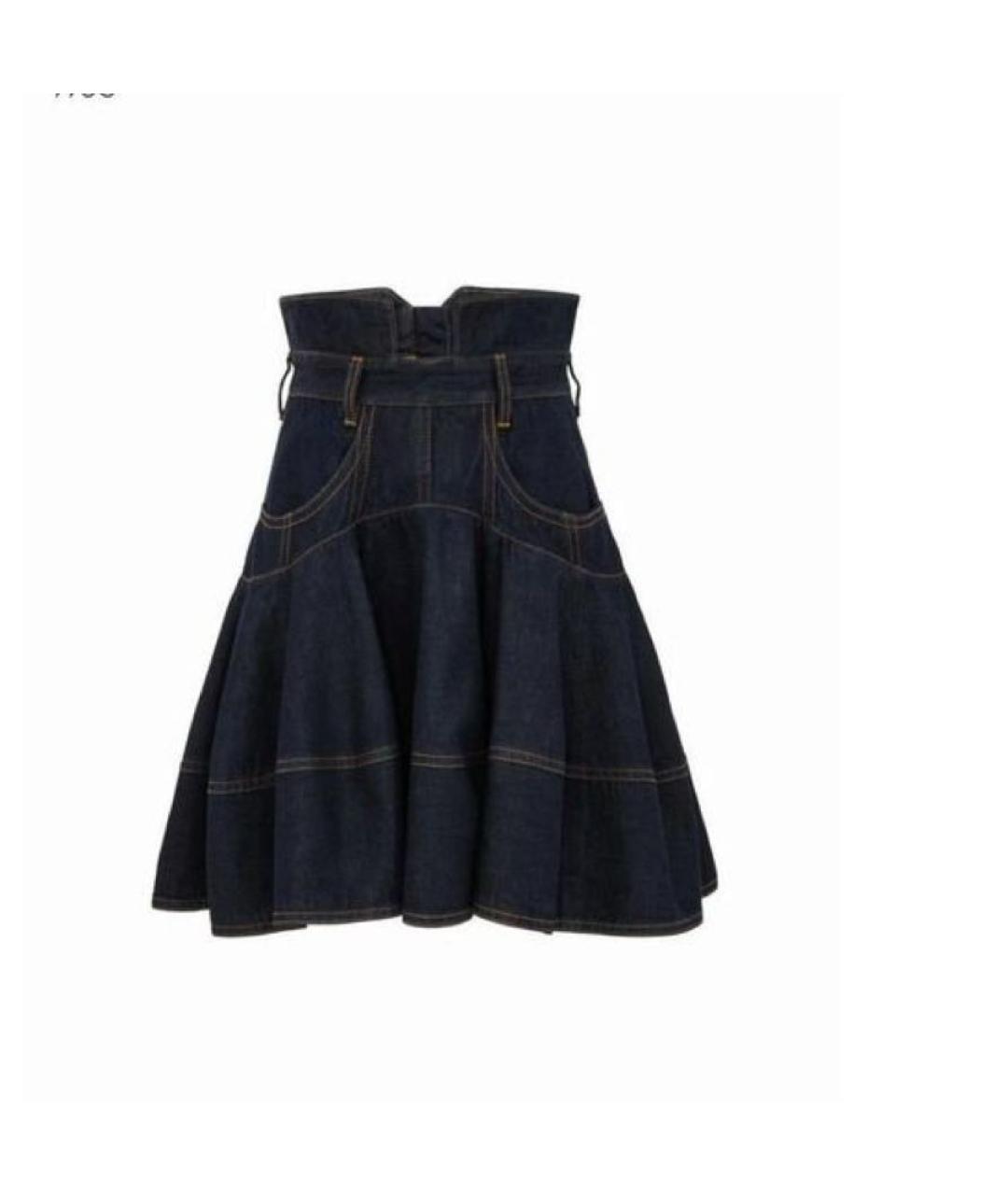 ZIMMERMANN Темно-синяя хлопковая юбка мини, фото 6