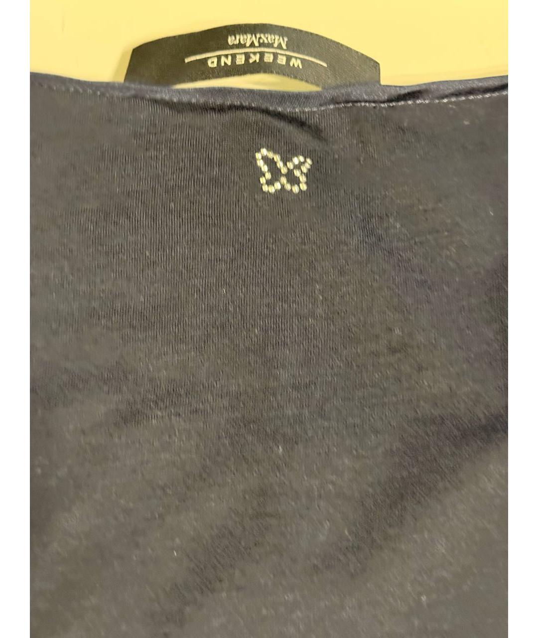 WEEKEND MAX MARA Темно-синяя вискозная блузы, фото 5