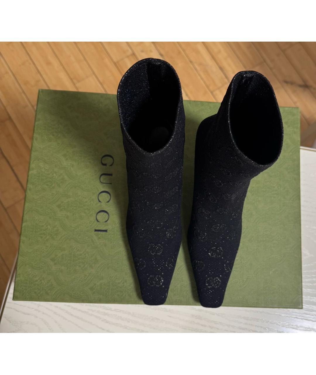 GUCCI Черные текстильные ботильоны, фото 7