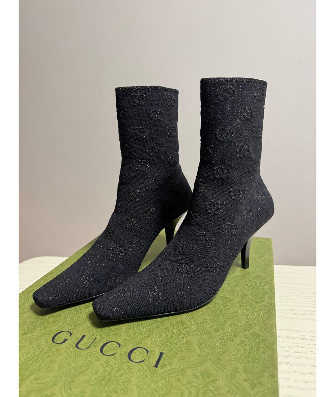 GUCCI Черные текстильные ботильоны, фото 2