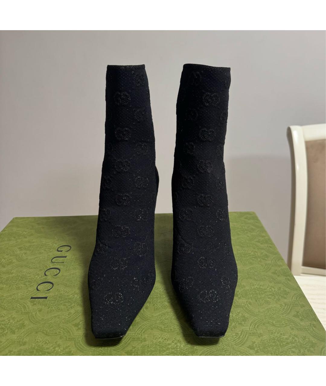 GUCCI Черные текстильные ботильоны, фото 3
