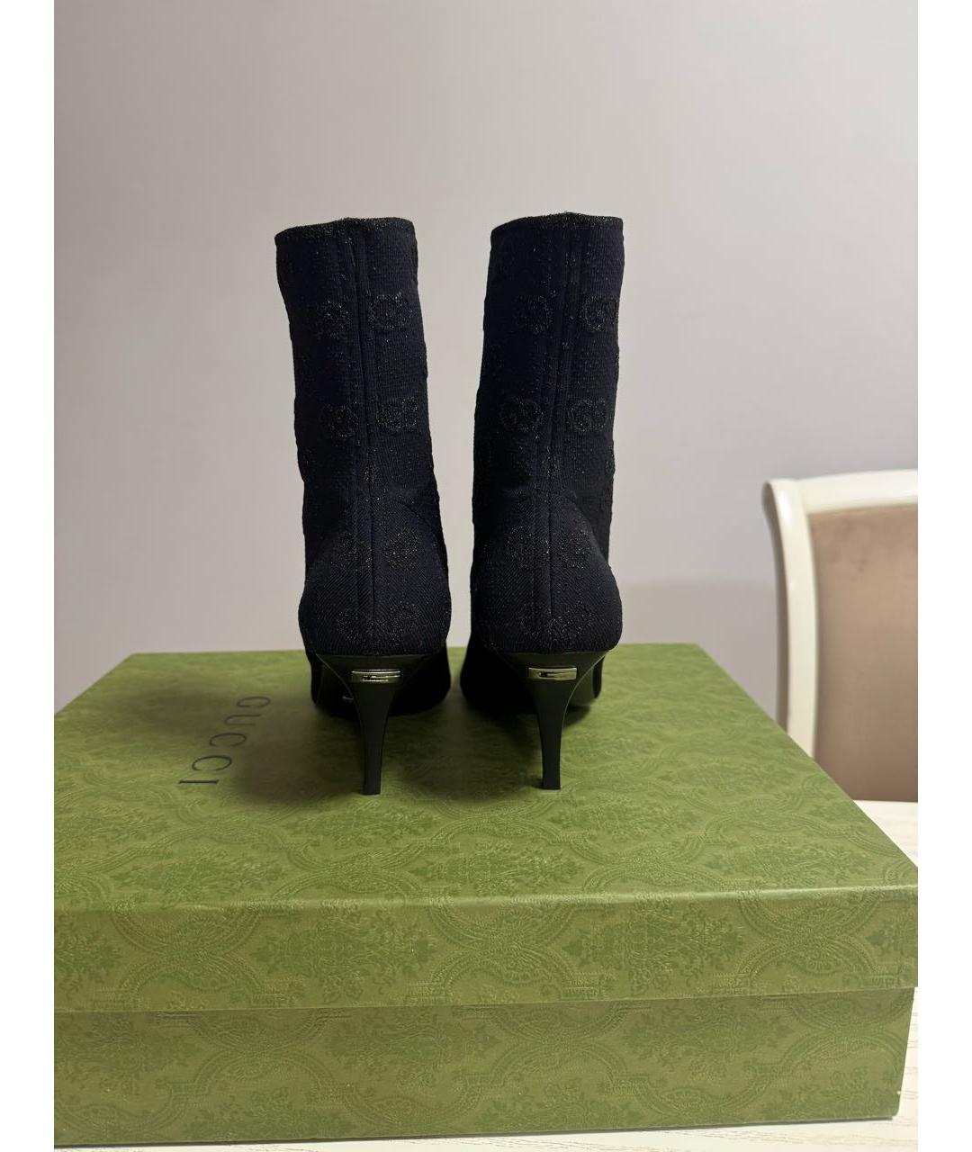 GUCCI Черные текстильные ботильоны, фото 4