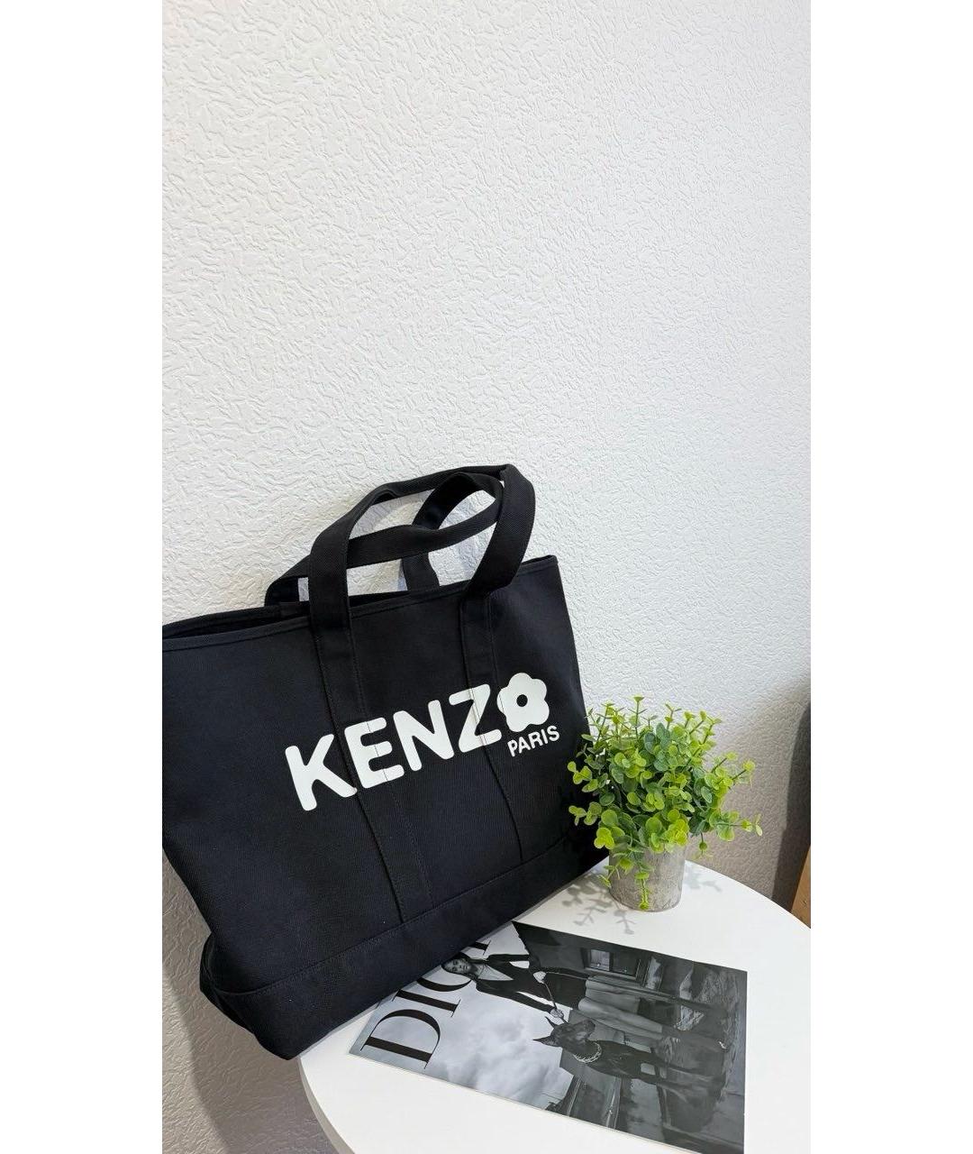 KENZO Черная хлопковая сумка тоут, фото 5