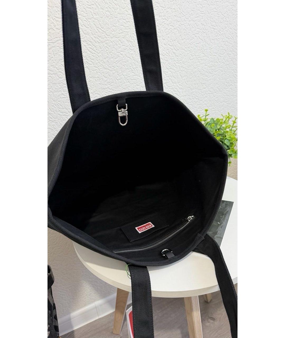 KENZO Черная хлопковая сумка тоут, фото 7